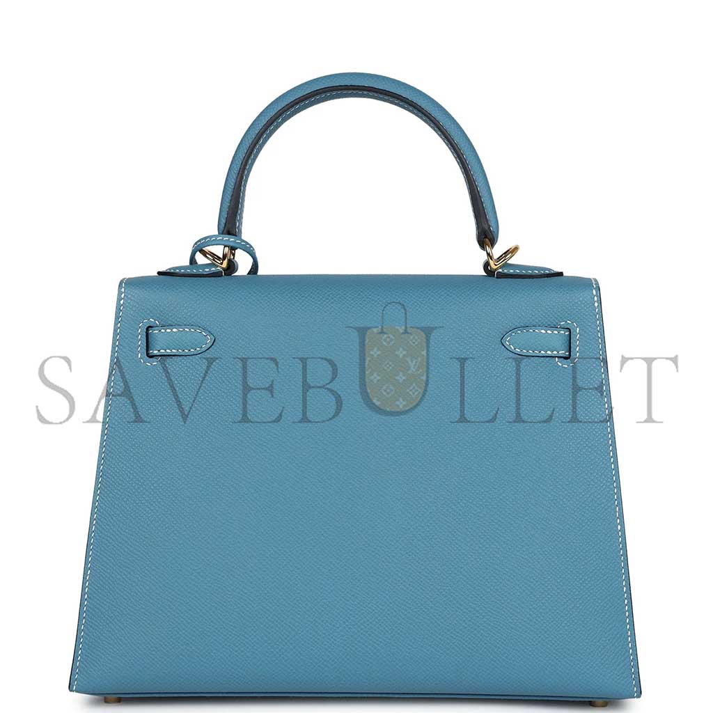 HERMÈS MASTER KELLY SELLIER 25 BLUE JEAN EPSOM GOLD HARDWARE (25*17*7cm) 